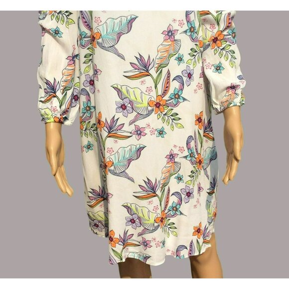 Caribbean Joe Size M Floral Cold-Shoulder Dress Floral Beach Tropical Vacation - Picture 5 of 12